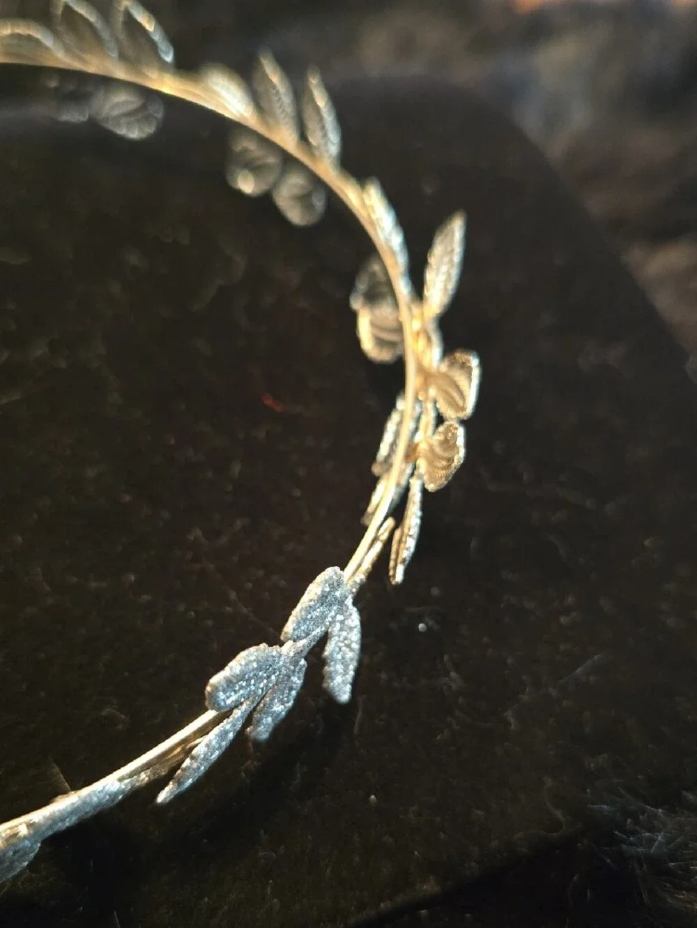 Silver Leaf Motif Headband for Women